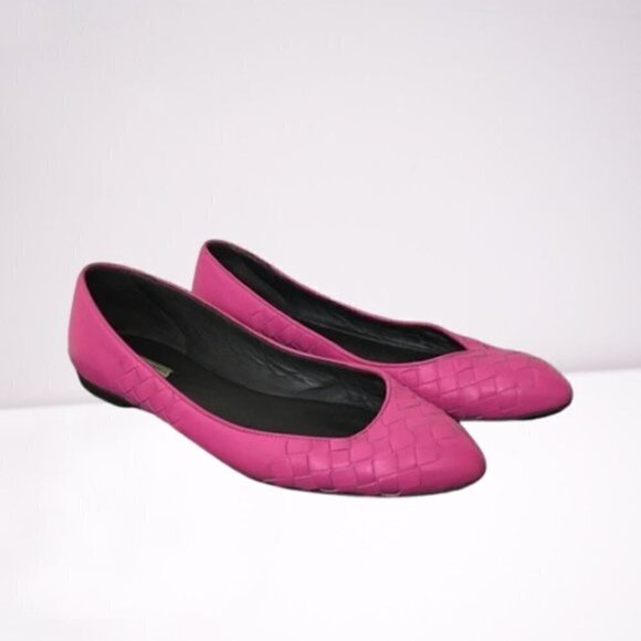 Bottega Veneta Barbie Pink Leather Pointed Toe Flats - Picture 1 of 10